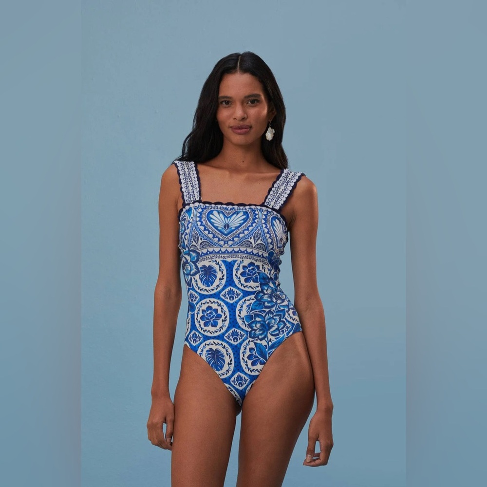 FARM RIO Tile Dream One-Piece Swimsuit, Size Small, $275